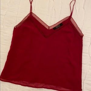 Maroon Tank With Lace Trim